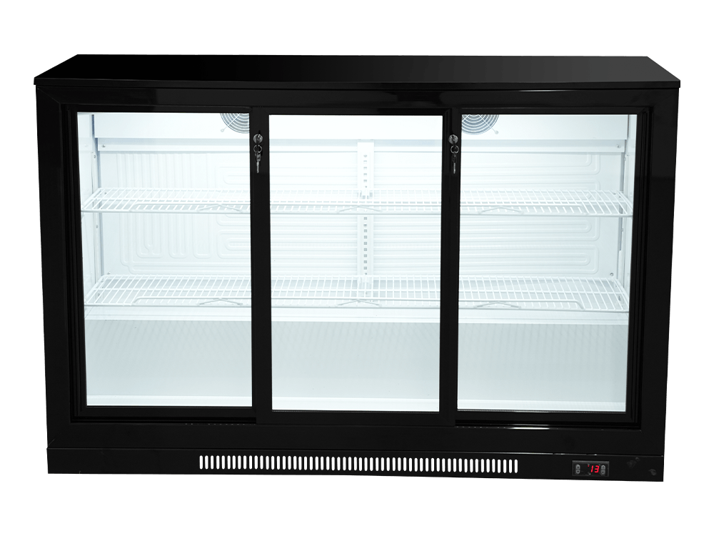 Three-door Plastic-sprayed Sliding Back Bar Cooler 