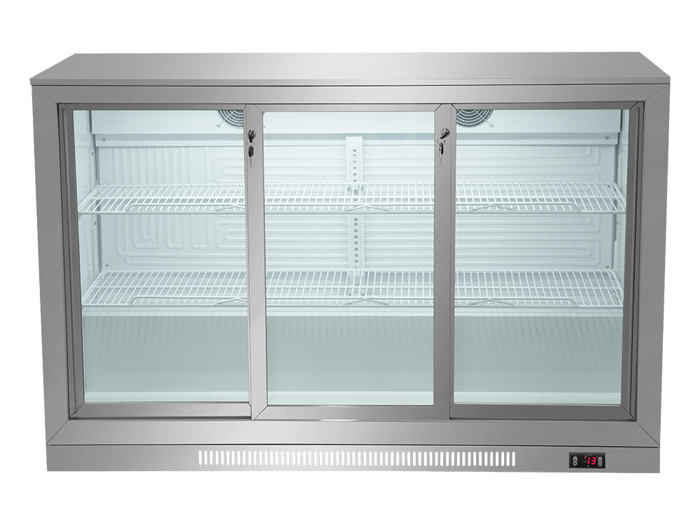Three-Sliding-Door Stainless Steel Back Bar Cooler