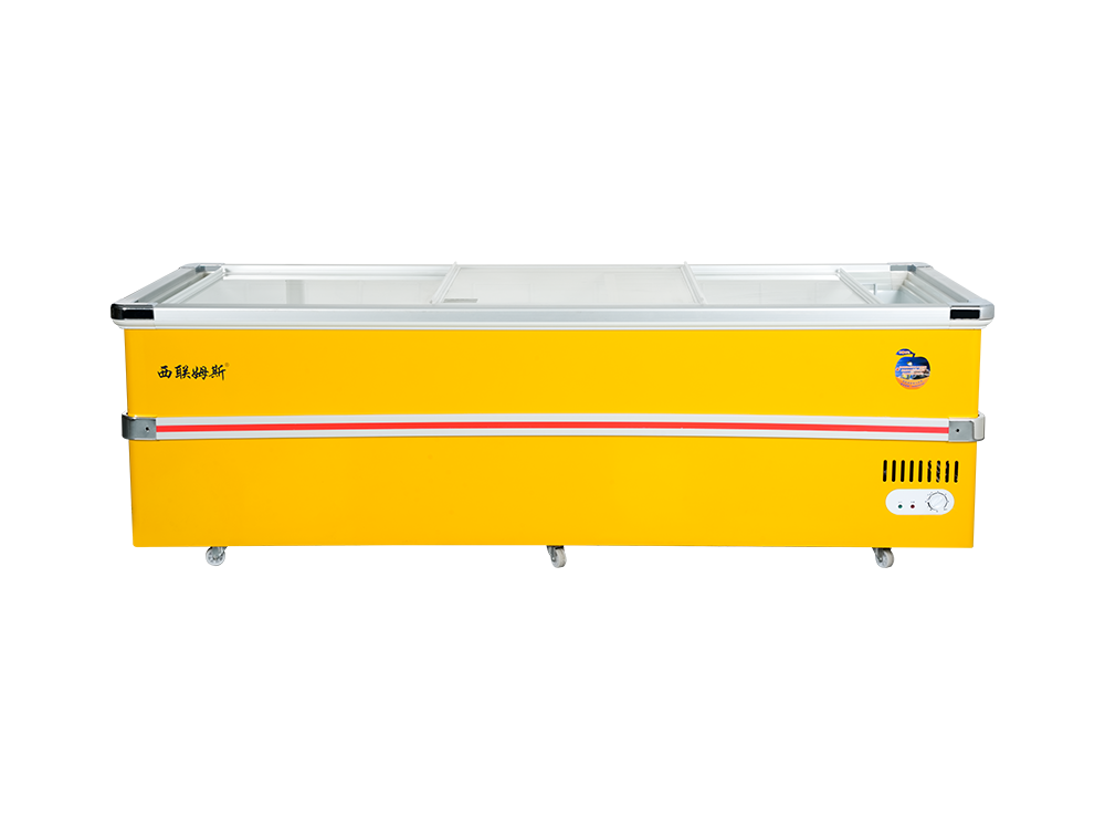 European style aluminum alloy edging long freezer island cabinet