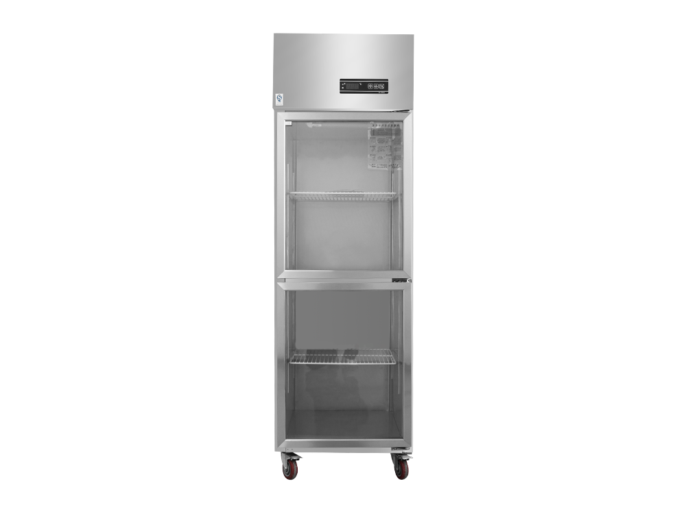 Chiller/Freezer Rose Gold 0.5 Small Two-Door Glass Refrigerator